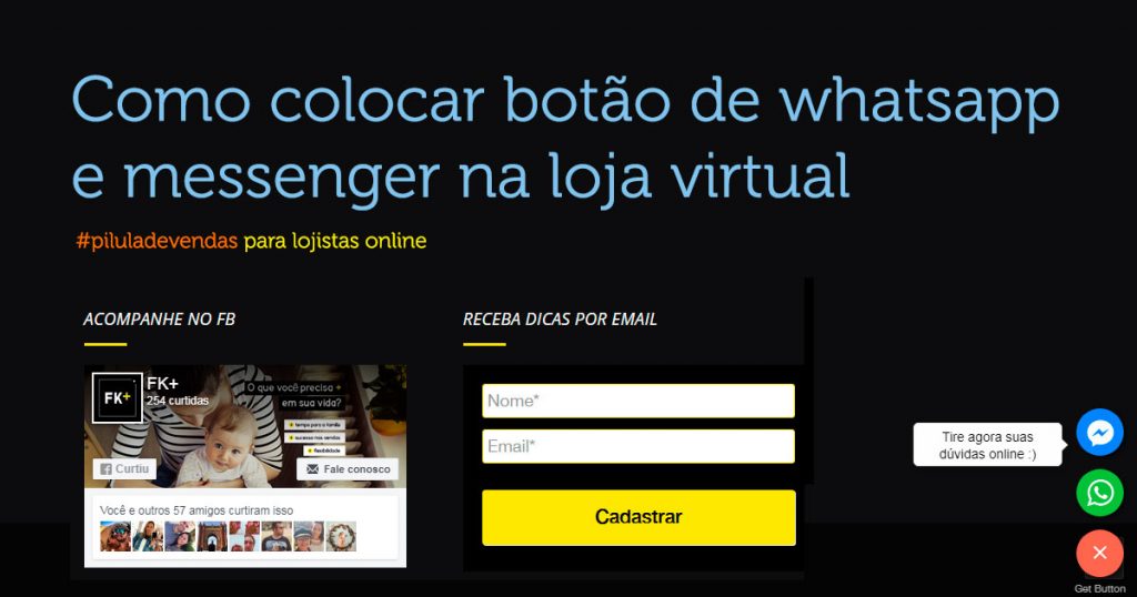 como colocar botão do whatsapp na loja virtual